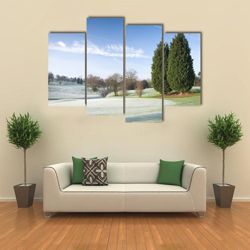 Golf Course Drapped In Winter Canvas Wall Art-4 Pop-Gallery Wrap-50" x 32"-Tiaracle