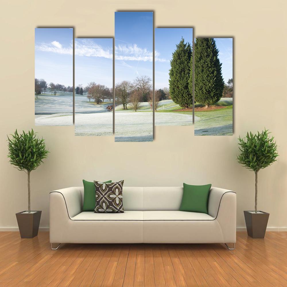 Golf Course Drapped In Winter Canvas Wall Art-5 Pop-Gallery Wrap-47" x 32"-Tiaracle