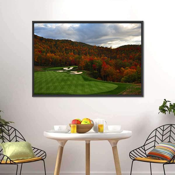 Golf Course In Mountains Canvas Wall Art-3 Horizontal-Gallery Wrap-25" x 16"-Tiaracle