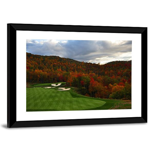 Golf Course In Mountains Canvas Wall Art-3 Horizontal-Gallery Wrap-25" x 16"-Tiaracle