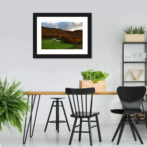 Golf Course In Mountains Canvas Wall Art-3 Horizontal-Gallery Wrap-25" x 16"-Tiaracle