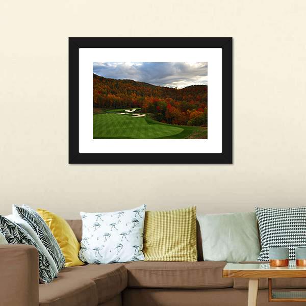 Golf Course In Mountains Canvas Wall Art-3 Horizontal-Gallery Wrap-25" x 16"-Tiaracle