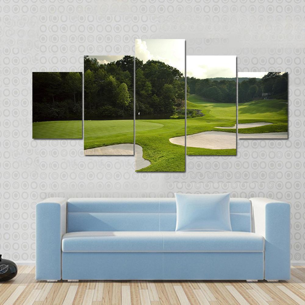 Golf Course Canvas Wall Art-5 Star-Gallery Wrap-62" x 32"-Tiaracle