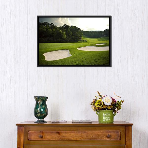 Golf Course Canvas Wall Art-1 Piece-Floating Frame-24" x 16"-Tiaracle