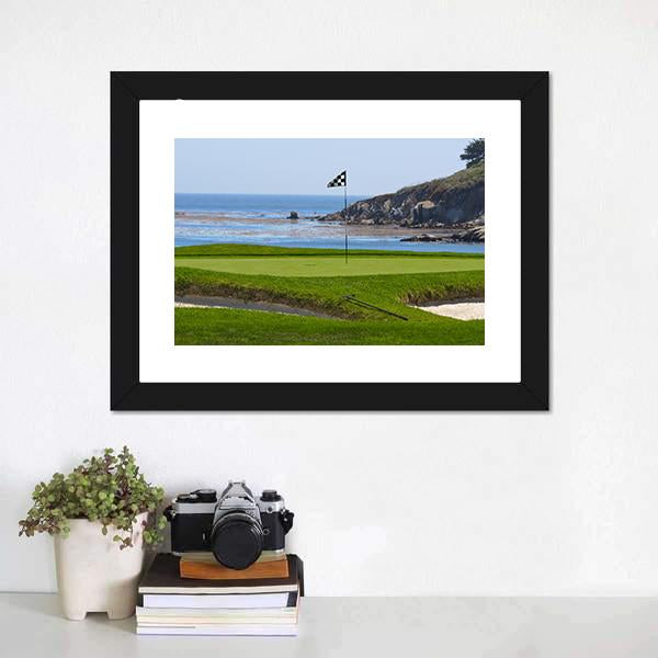 Golf Course & Ocean Canvas Wall Art-1 Piece-Framed Print-20" x 16"-Tiaracle