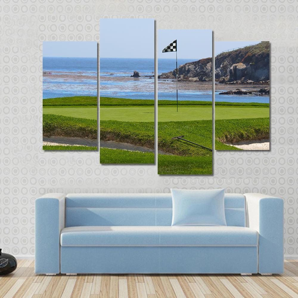 Golf Course & Ocean Canvas Wall Art-4 Pop-Gallery Wrap-50" x 32"-Tiaracle