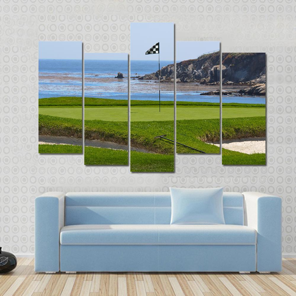 Golf Course & Ocean Canvas Wall Art-5 Pop-Gallery Wrap-47" x 32"-Tiaracle