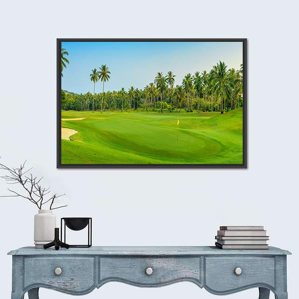 Golf Course On Koh Samui Canvas Wall Art-1 Piece-Floating Frame-24" x 16"-Tiaracle