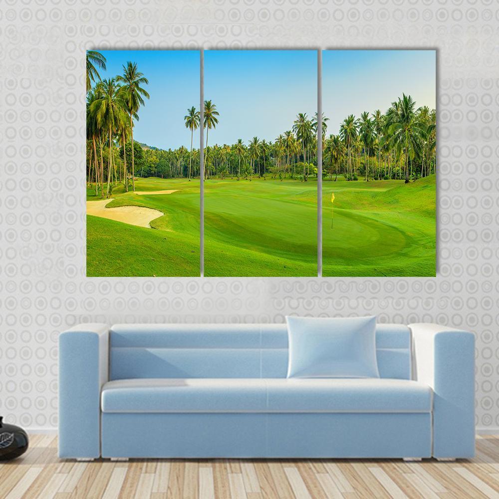 Golf Course On Koh Samui Canvas Wall Art-3 Horizontal-Gallery Wrap-37" x 24"-Tiaracle