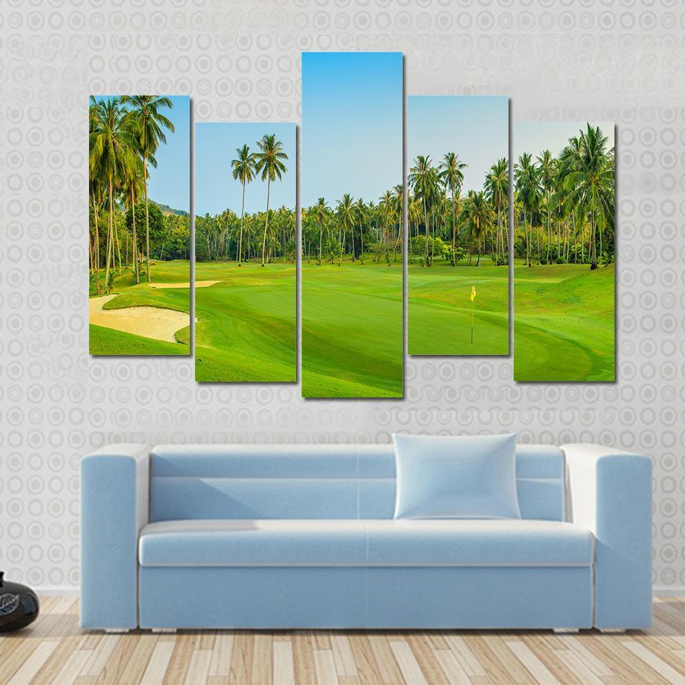 Golf Course On Koh Samui Canvas Wall Art-5 Pop-Gallery Wrap-47" x 32"-Tiaracle