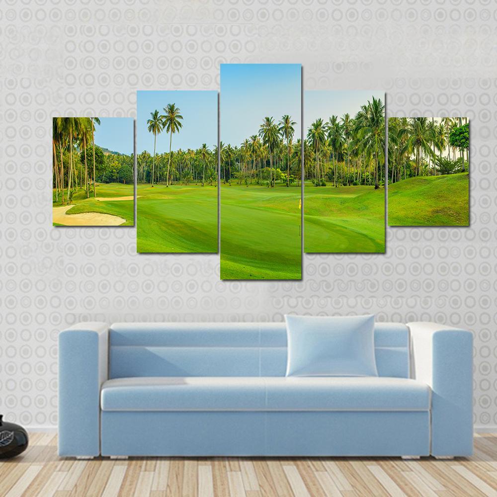 Golf Course On Koh Samui Canvas Wall Art-5 Star-Gallery Wrap-62" x 32"-Tiaracle