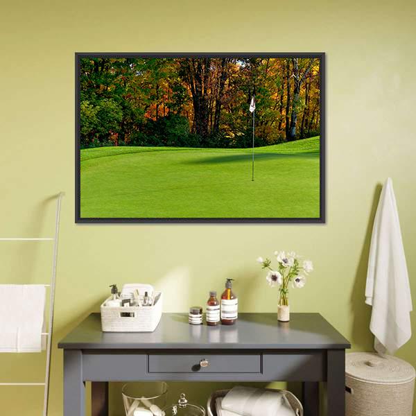 Golf Course Putting Green Canvas Wall Art-1 Piece-Floating Frame-24" x 16"-Tiaracle