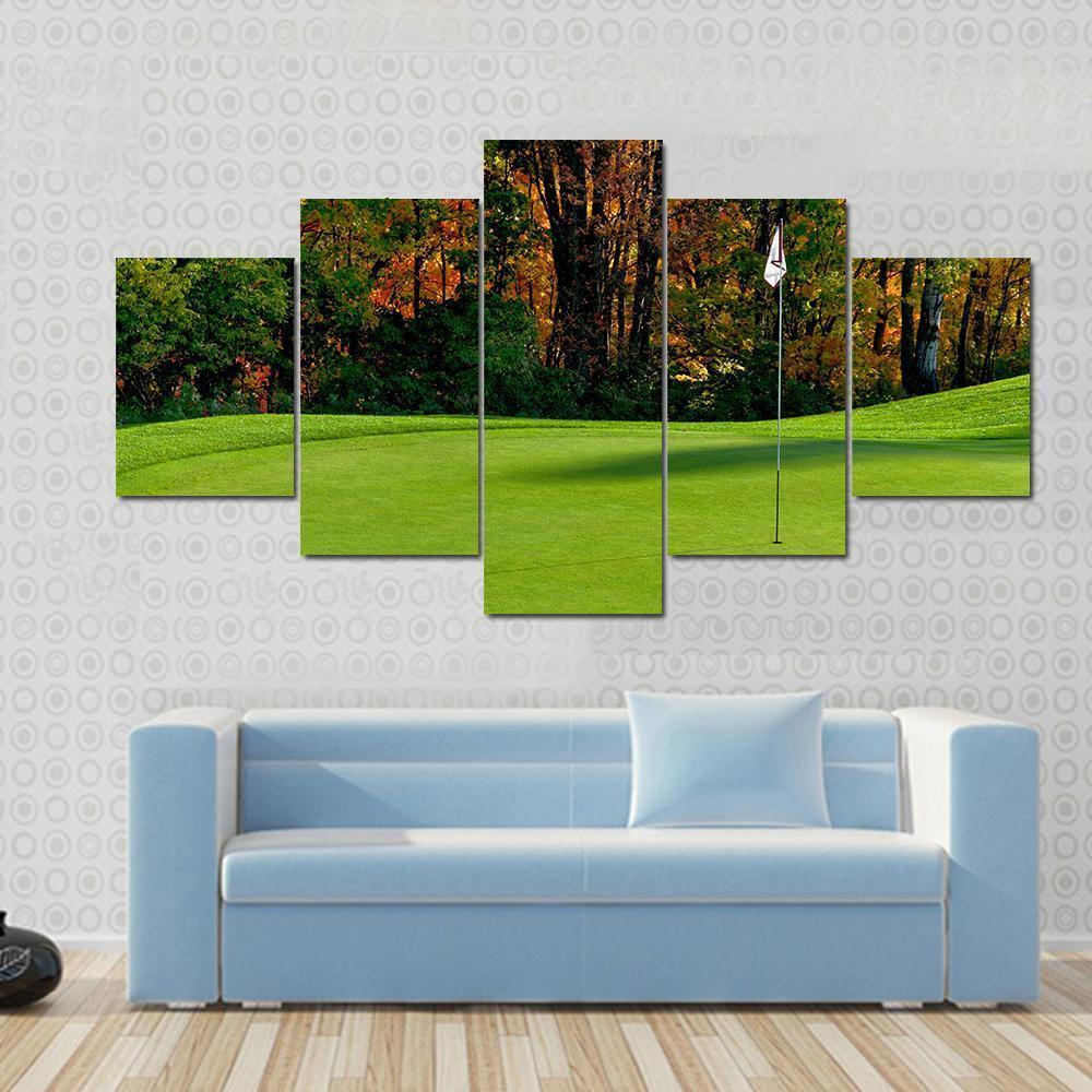 Golf Course Putting Green Canvas Wall Art-5 Star-Gallery Wrap-62" x 32"-Tiaracle