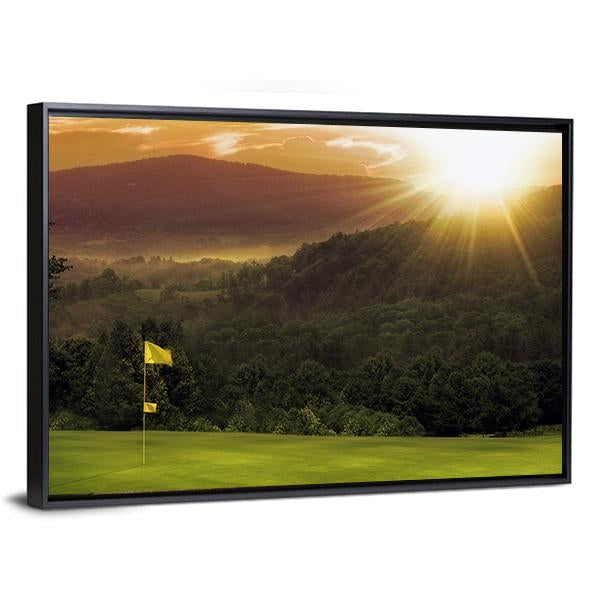 Golf Course Sunset Canvas Wall Art-3 Horizontal-Gallery Wrap-25" x 16"-Tiaracle