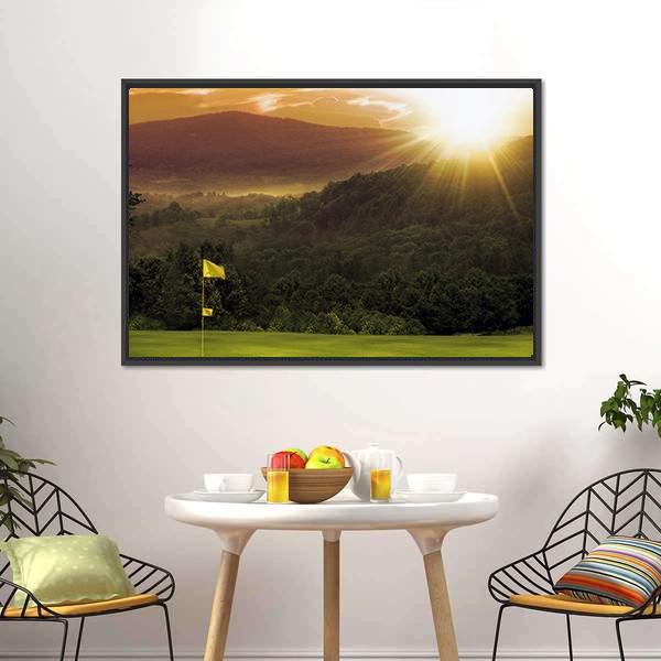 Golf Course Sunset Canvas Wall Art-3 Horizontal-Gallery Wrap-25" x 16"-Tiaracle