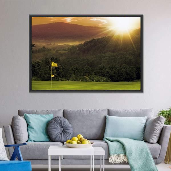 Golf Course Sunset Canvas Wall Art-3 Horizontal-Gallery Wrap-25" x 16"-Tiaracle