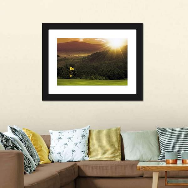 Golf Course Sunset Canvas Wall Art-3 Horizontal-Gallery Wrap-25" x 16"-Tiaracle