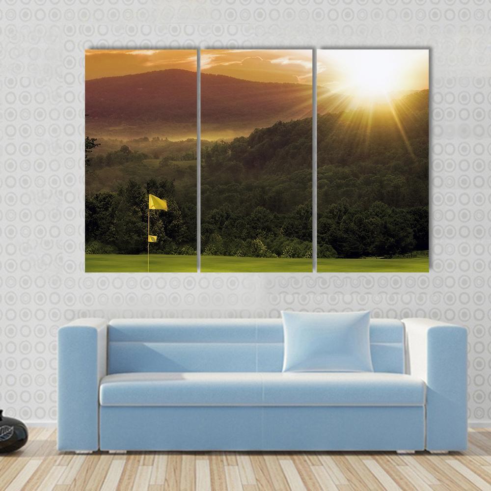 Golf Course Sunset Canvas Wall Art-3 Horizontal-Gallery Wrap-37" x 24"-Tiaracle