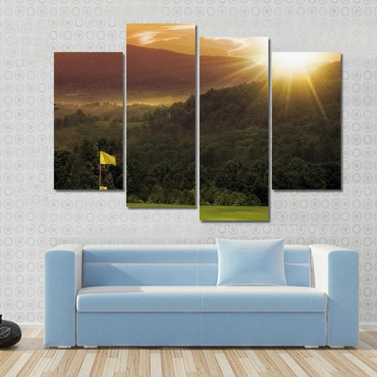 Golf Course Sunset Canvas Wall Art-4 Pop-Gallery Wrap-50" x 32"-Tiaracle