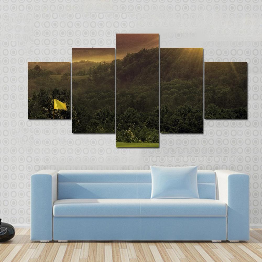 Golf Course Sunset Canvas Wall Art-5 Star-Gallery Wrap-62" x 32"-Tiaracle