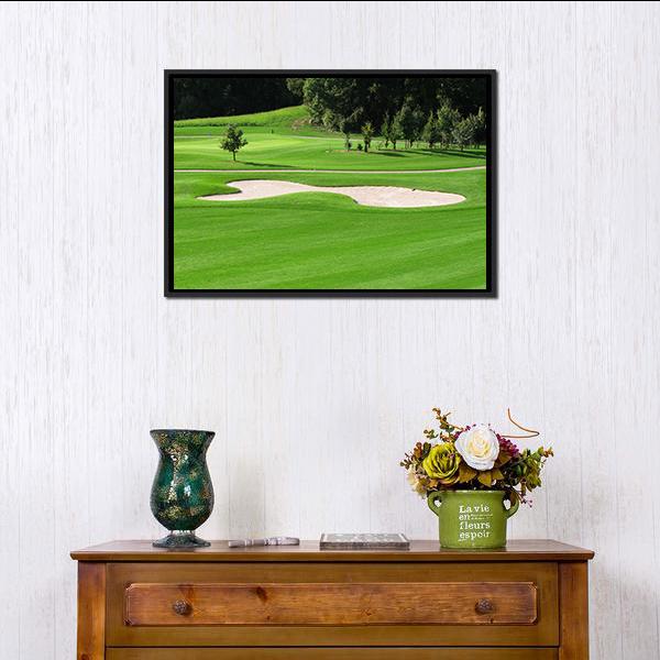 Golf Course & Trees Canvas Wall Art-1 Piece-Floating Frame-24" x 16"-Tiaracle