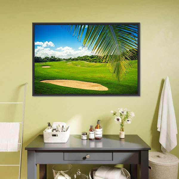 Golf Court In Punta Cana Canvas Wall Art-1 Piece-Floating Frame-24" x 16"-Tiaracle