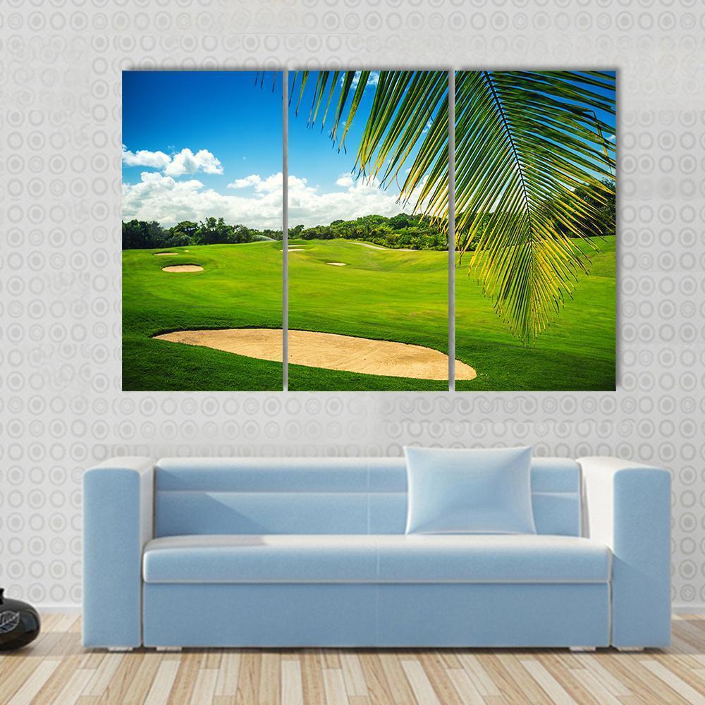 Golf Court In Punta Cana Canvas Wall Art-3 Horizontal-Gallery Wrap-37" x 24"-Tiaracle