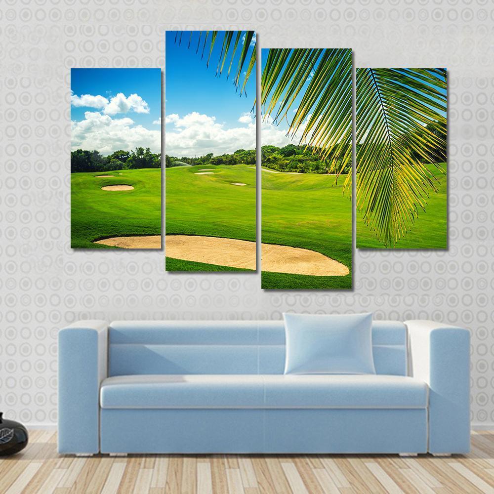 Golf Court In Punta Cana Canvas Wall Art-4 Pop-Gallery Wrap-50" x 32"-Tiaracle