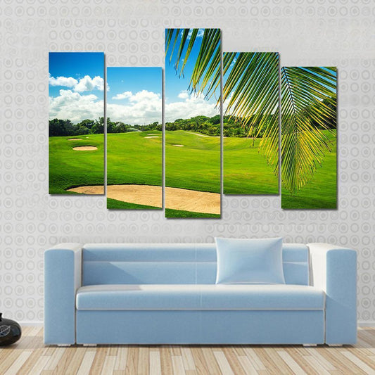 Golf Court In Punta Cana Canvas Wall Art-5 Pop-Gallery Wrap-47" x 32"-Tiaracle