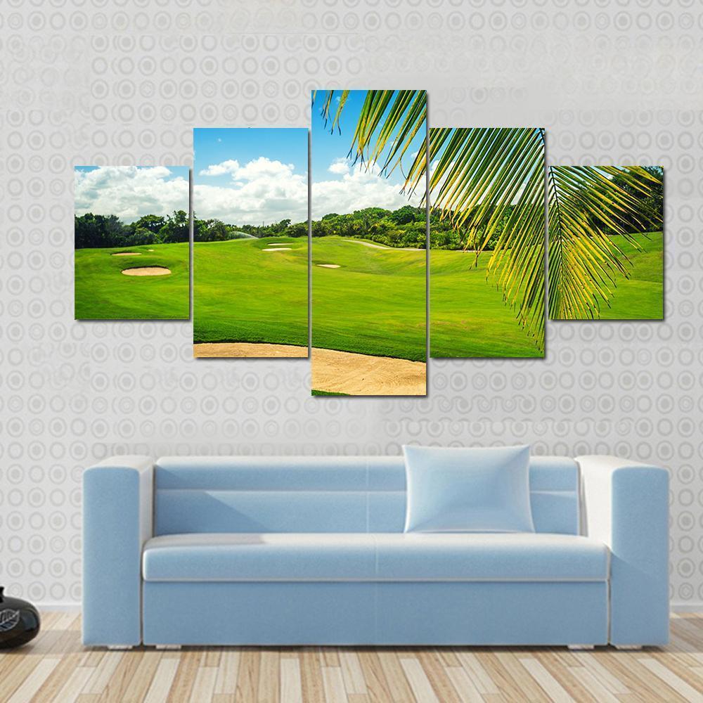 Golf Court In Punta Cana Canvas Wall Art-5 Star-Gallery Wrap-62" x 32"-Tiaracle