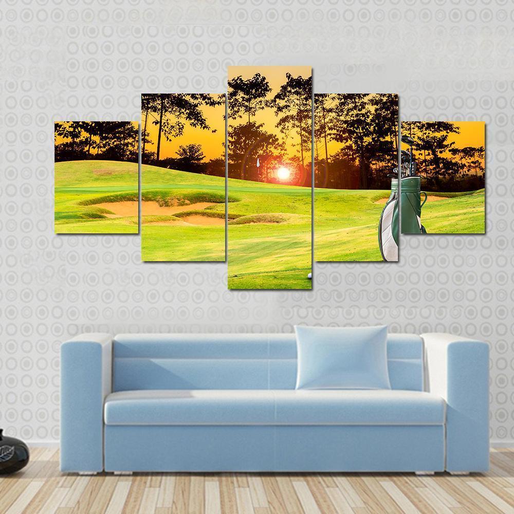 Golf Equipment Canvas Wall Art-5 Star-Gallery Wrap-62" x 32"-Tiaracle