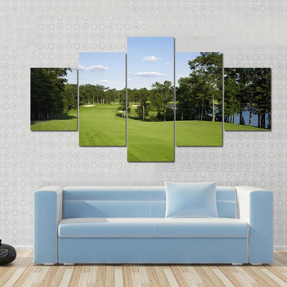 Golf Fairway Canvas Wall Art-5 Star-Gallery Wrap-62" x 32"-Tiaracle