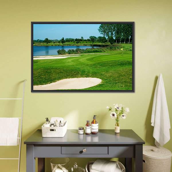 Golf Field Canvas Wall Art-1 Piece-Floating Frame-24" x 16"-Tiaracle