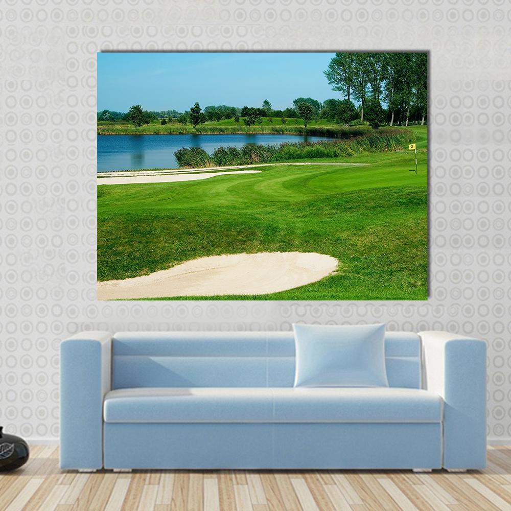 Golf Field Canvas Wall Art-1 Piece-Gallery Wrap-48" x 32"-Tiaracle