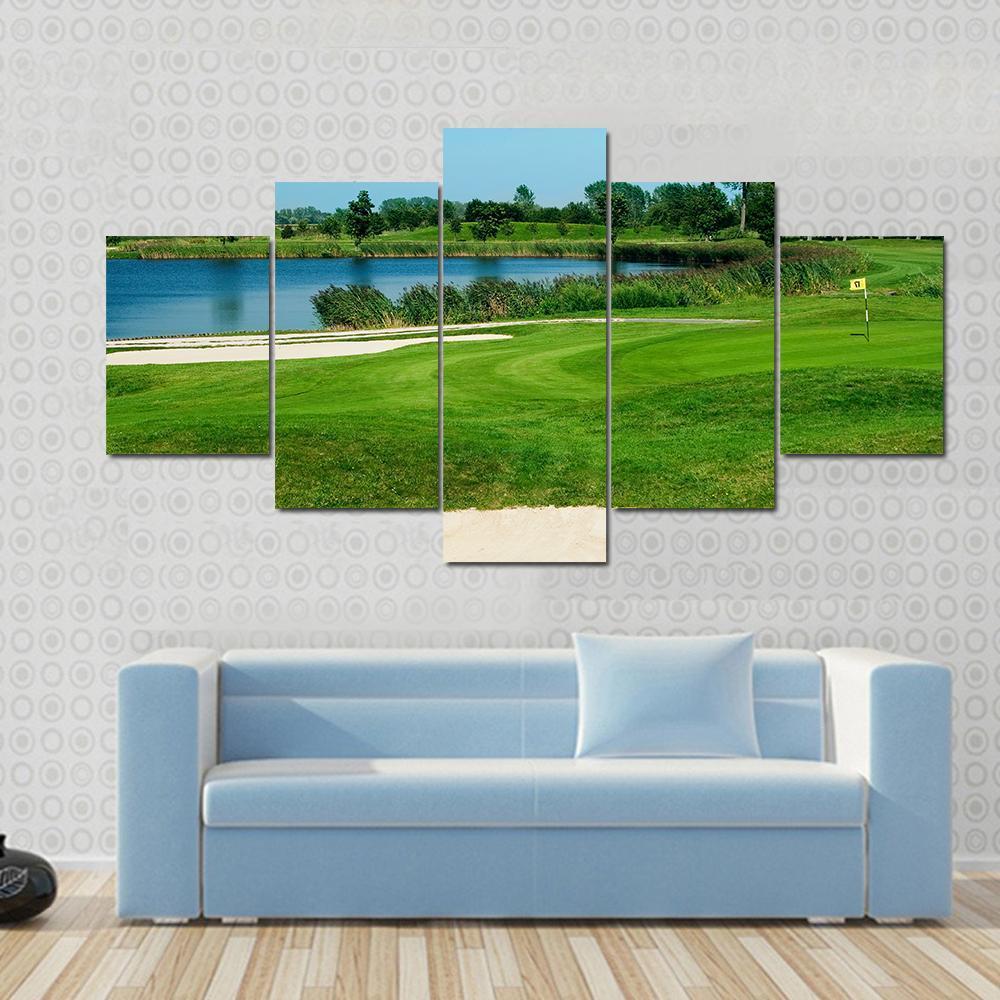 Golf Field Canvas Wall Art-5 Star-Gallery Wrap-62" x 32"-Tiaracle