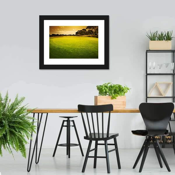 Golf Green Sunset Canvas Wall Art-3 Horizontal-Gallery Wrap-25" x 16"-Tiaracle