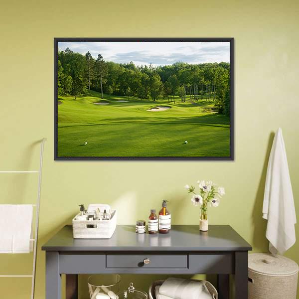 Golf Green With Bunkers Canvas Wall Art-1 Piece-Floating Frame-24" x 16"-Tiaracle