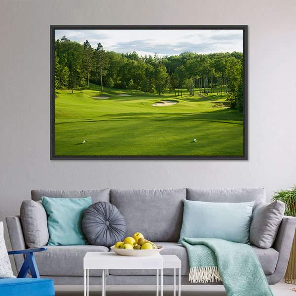 Golf Green With Bunkers Canvas Wall Art-3 Horizontal-Gallery Wrap-25" x 16"-Tiaracle