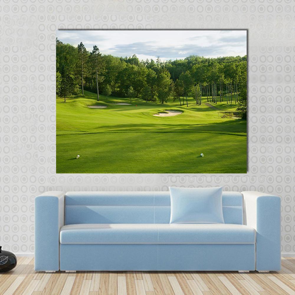 Golf Green With Bunkers Canvas Wall Art-1 Piece-Gallery Wrap-48" x 32"-Tiaracle