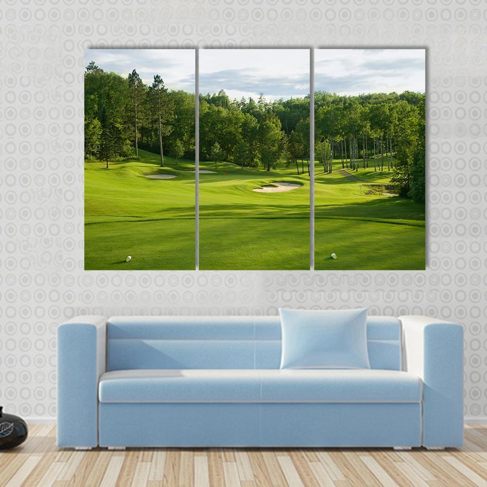 Golf Green With Bunkers Canvas Wall Art-3 Horizontal-Gallery Wrap-37" x 24"-Tiaracle