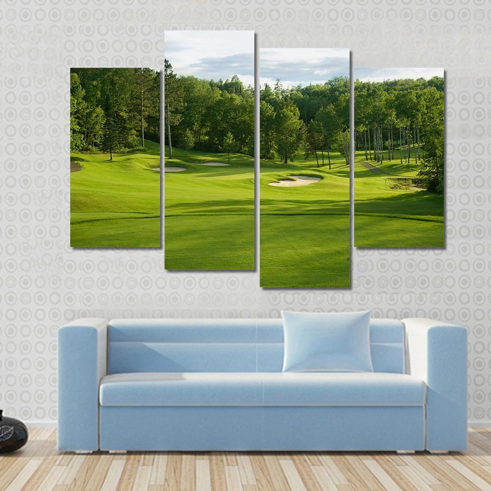 Golf Green With Bunkers Canvas Wall Art-4 Pop-Gallery Wrap-50" x 32"-Tiaracle