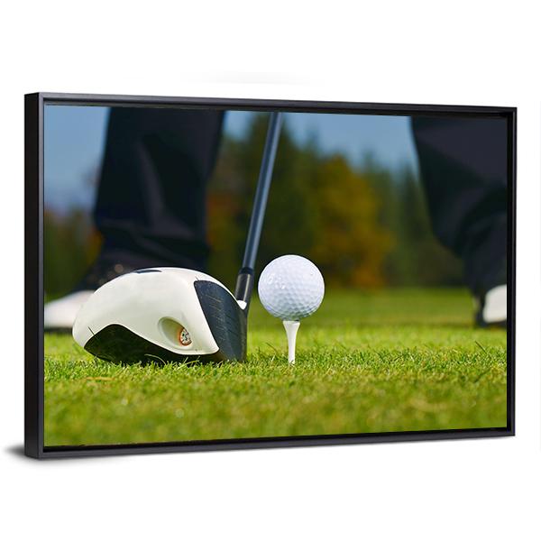 Golf Player Ready To Hit Canvas Wall Art-3 Horizontal-Gallery Wrap-25" x 16"-Tiaracle