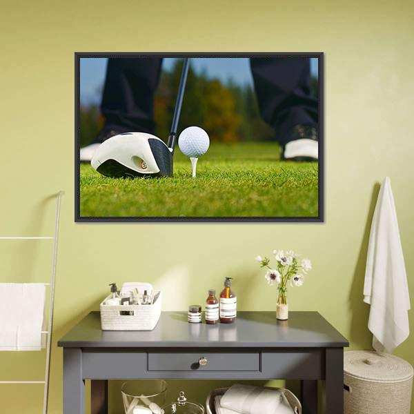 Golf Player Ready To Hit Canvas Wall Art-1 Piece-Floating Frame-24" x 16"-Tiaracle