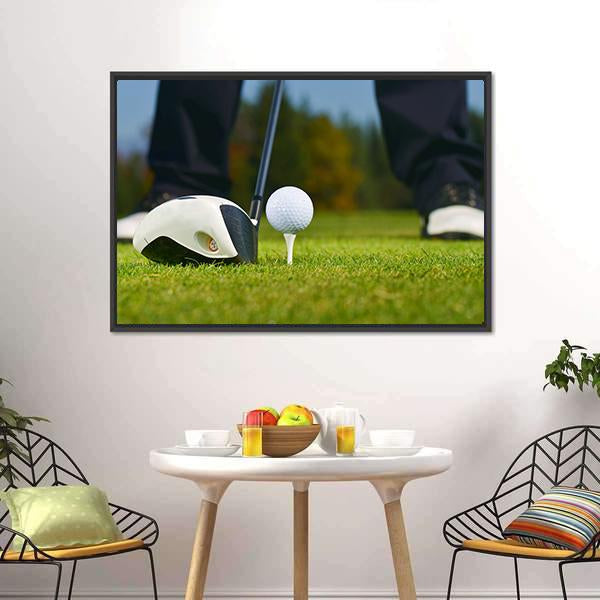 Golf Player Ready To Hit Canvas Wall Art-3 Horizontal-Gallery Wrap-25" x 16"-Tiaracle