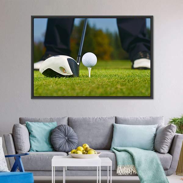 Golf Player Ready To Hit Canvas Wall Art-3 Horizontal-Gallery Wrap-25" x 16"-Tiaracle