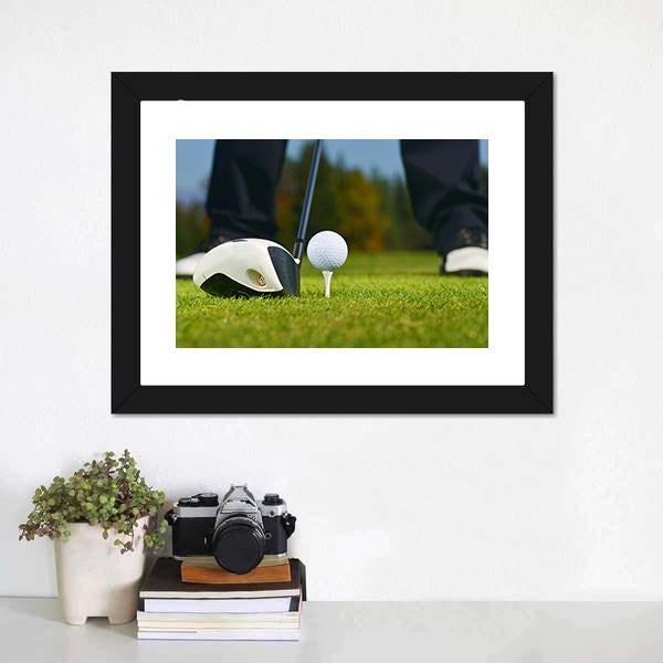 Golf Player Ready To Hit Canvas Wall Art-1 Piece-Framed Print-20" x 16"-Tiaracle