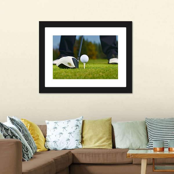 Golf Player Ready To Hit Canvas Wall Art-3 Horizontal-Gallery Wrap-25" x 16"-Tiaracle