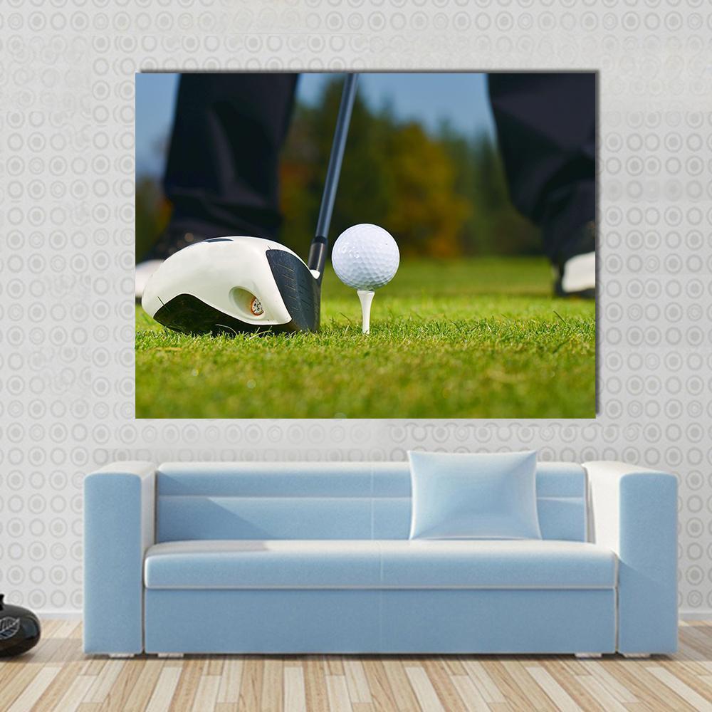 Golf Player Ready To Hit Canvas Wall Art-1 Piece-Gallery Wrap-48" x 32"-Tiaracle