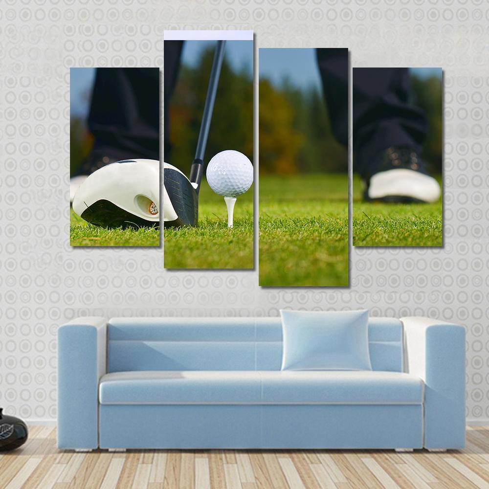 Golf Player Ready To Hit Canvas Wall Art-4 Pop-Gallery Wrap-50" x 32"-Tiaracle