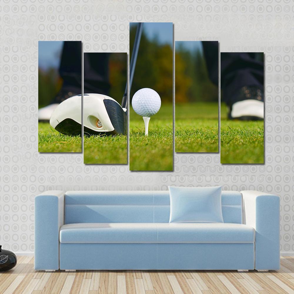 Golf Player Ready To Hit Canvas Wall Art-5 Pop-Gallery Wrap-47" x 32"-Tiaracle